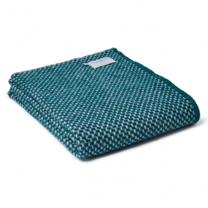 Pure New Wool Twill Throw in Emerald/Grey - Large size