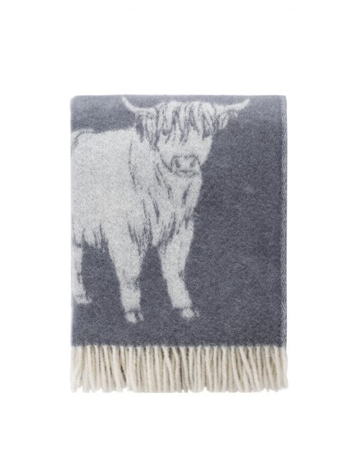 Highland Cow Grey Throw