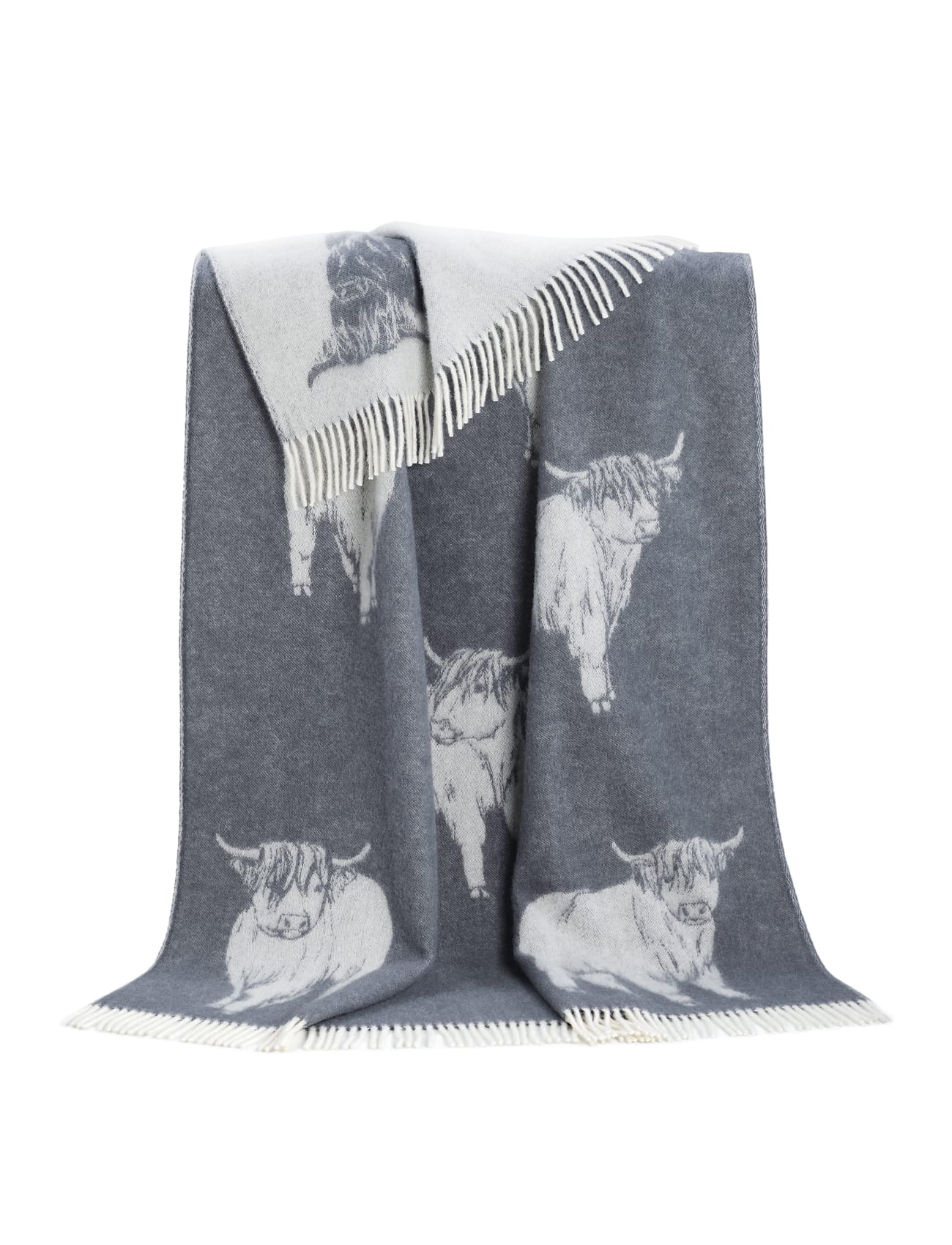Highland Cow Grey Throw